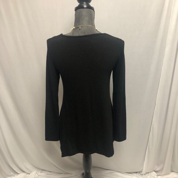 Casting Top Womens Size Small Bedazzled Black Knit Concave Hem Tunic Party NEW - Picture 5 of 7